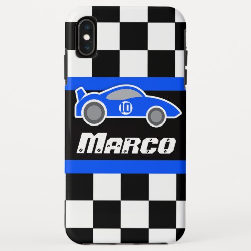 Kids racing blue sports car named iPhone XS max case