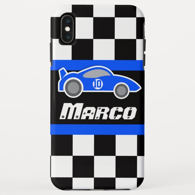 Kids racing blue sports car named Case-Mate iPhone case (Back)