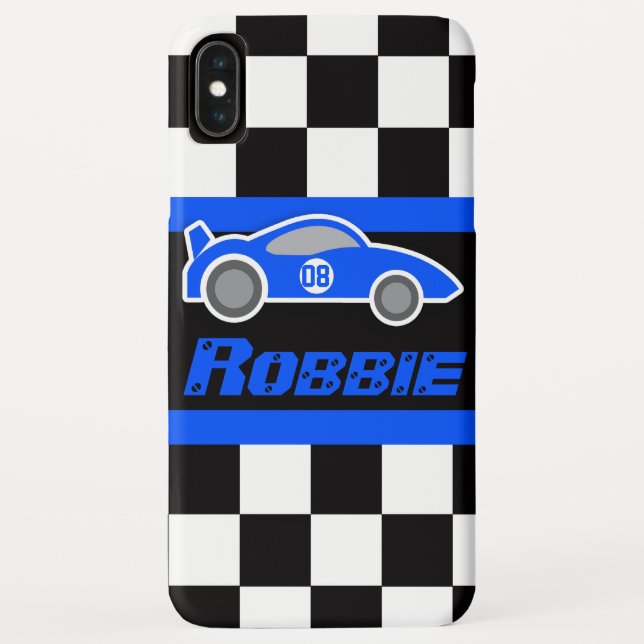 Kids racing blue sports car named Case-Mate iPhone case (Back)