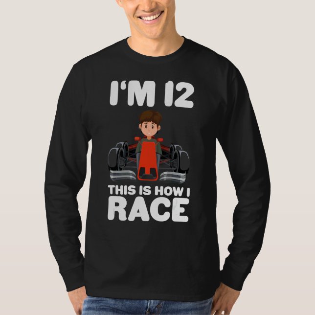 Kids Racing Car 12th Birthday 12 Twelve Toddler Fo T-Shirt (Front)