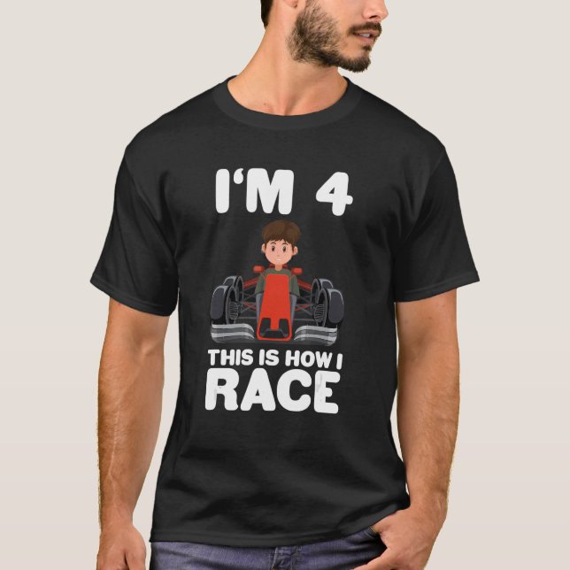 Kids Racing Car 4th Birthday 4 Four Toddler Formul T-Shirt (Front)
