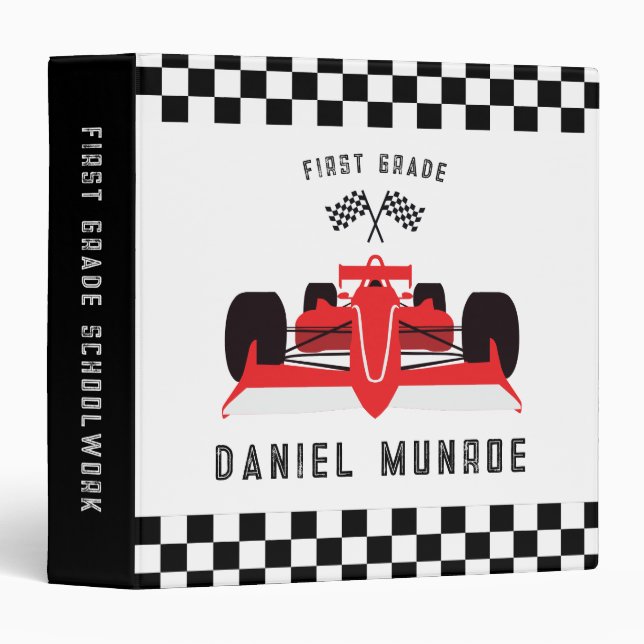 Kids Racing Car Back to School Binder (Front/Spine)