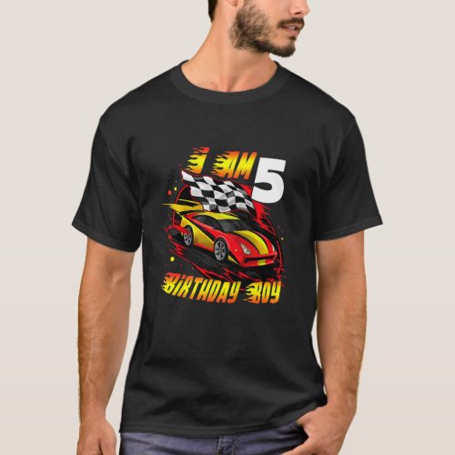 Kids Racing Car Driver Im 5 Years Old 5th Birthda T_Shirt