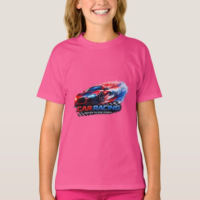 Kids Racing Car Graphic T-Shirt – Fun Speed Theme  (Front)