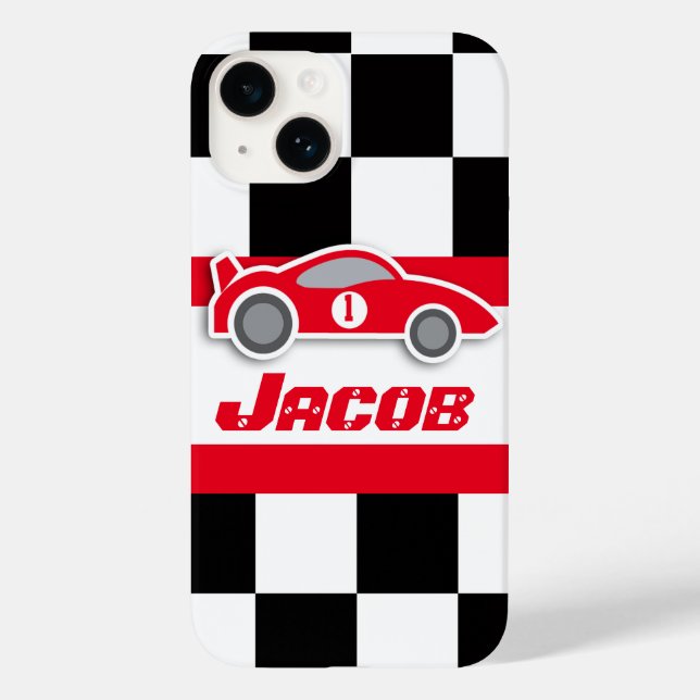 Kids racing red sports car named Case-Mate iPhone case (Back)