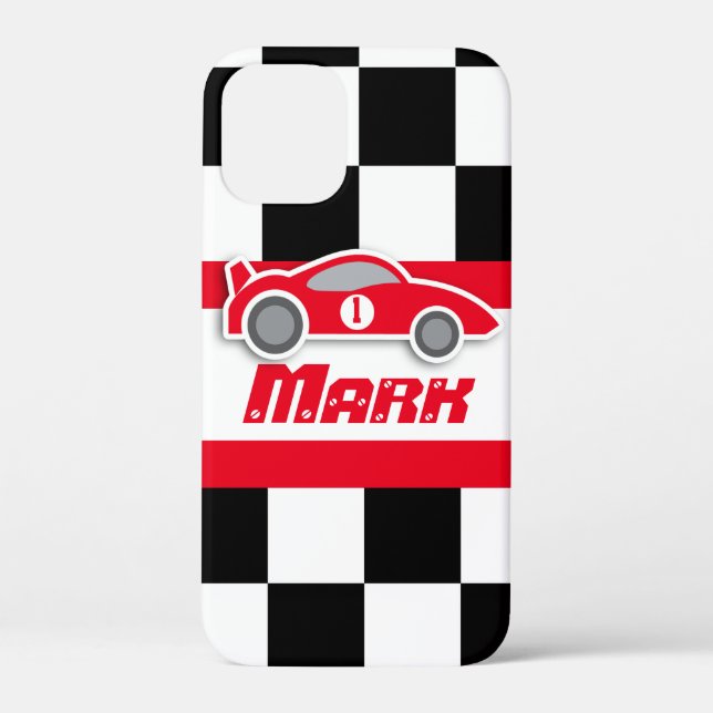 Kids racing red sports car named iphone case (Back)