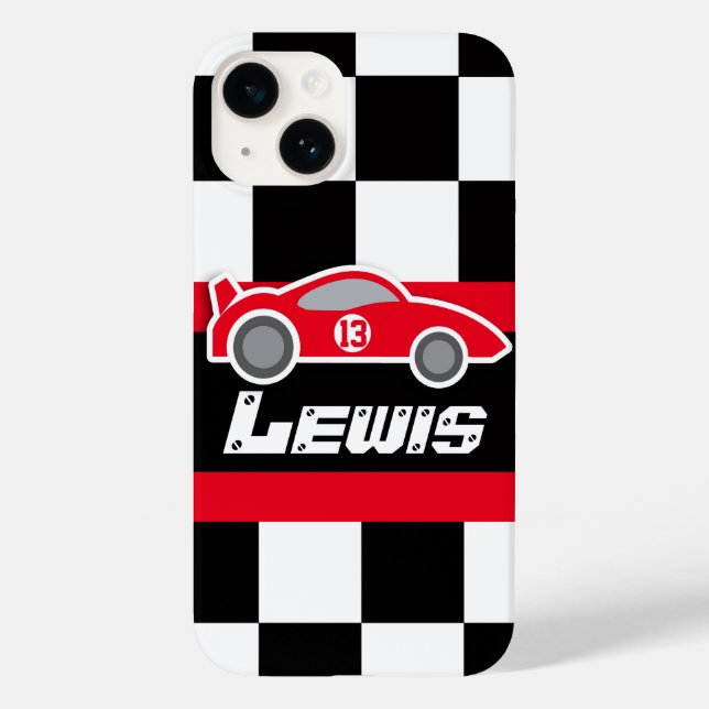 Kids racing red sports car named iphone case (Back)