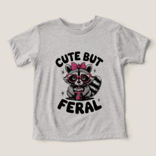 Kids Racoon Cool Cute But Feral Teen Girls Funny Toddler T-shirt
