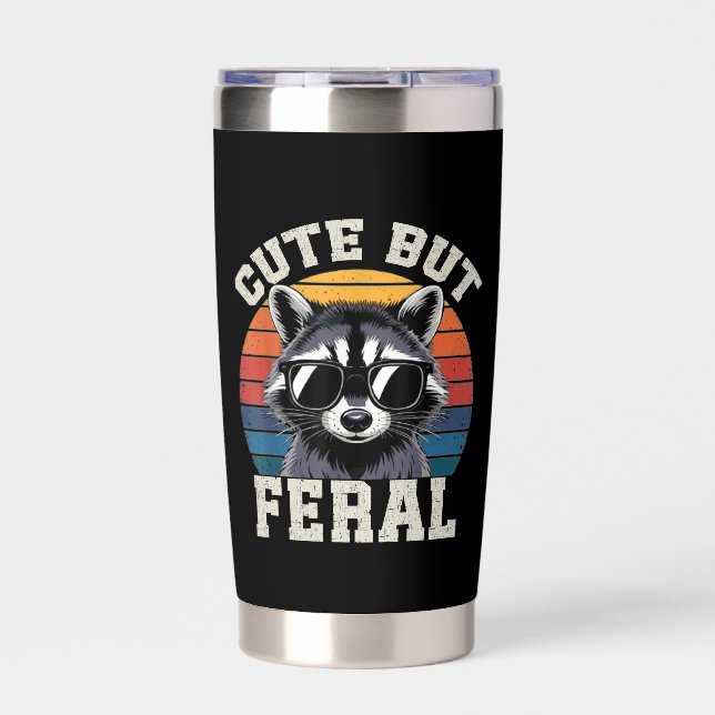Kids Racoon Tee Cute But Feral Insulated Tumbler (Front)