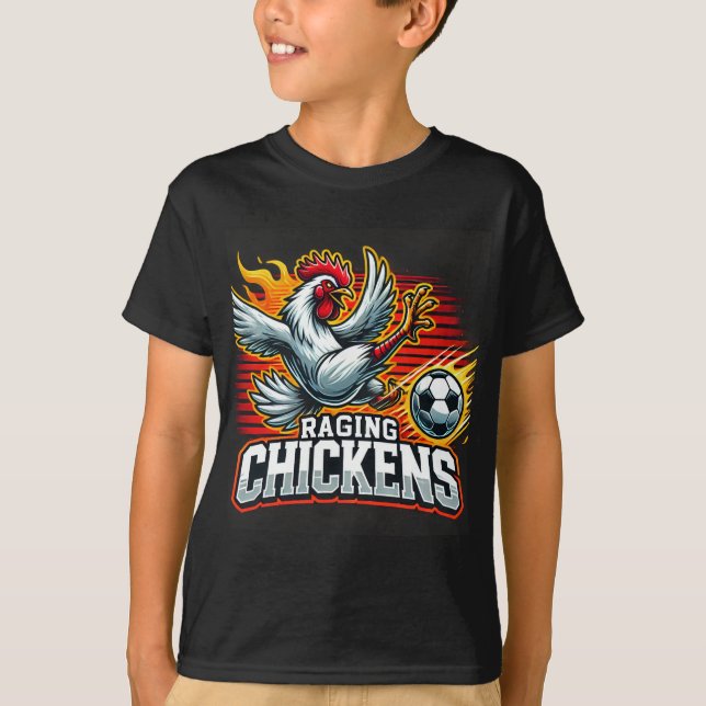 Kids Raging Chickens Shirt (Black) (Front)