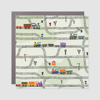 Kids Railway: Funny Seamless Pattern Car Magnet