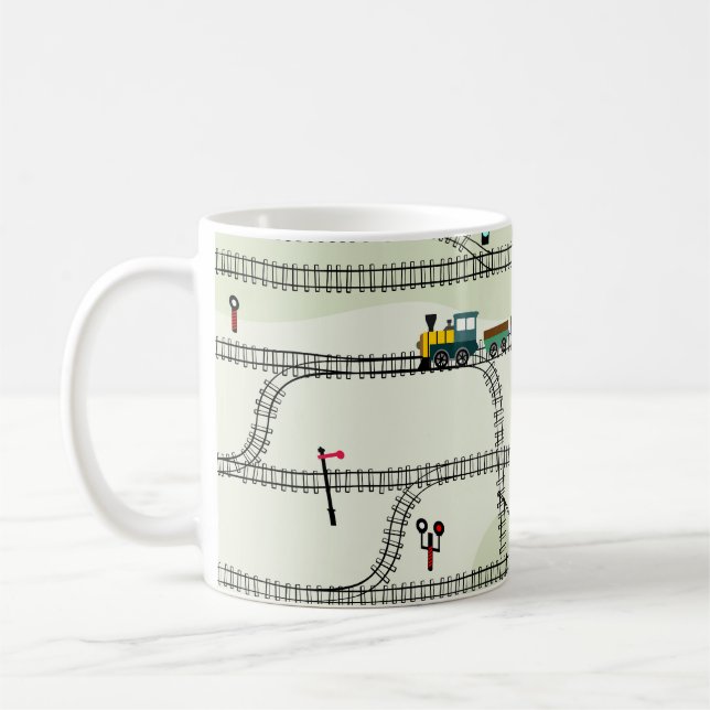 Kids Railway: Funny Seamless Pattern Coffee Mug (Left)