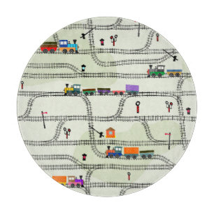Kids Railway: Funny Seamless Pattern Cutting Board