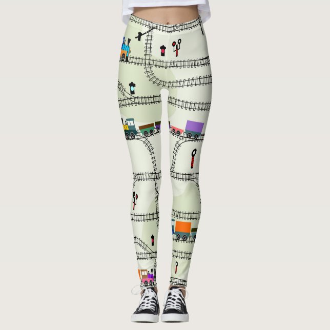 Kids Railway: Funny Seamless Pattern Leggings (Front)