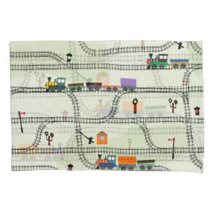 Kids Railway: Funny Seamless Pattern Pillow Case