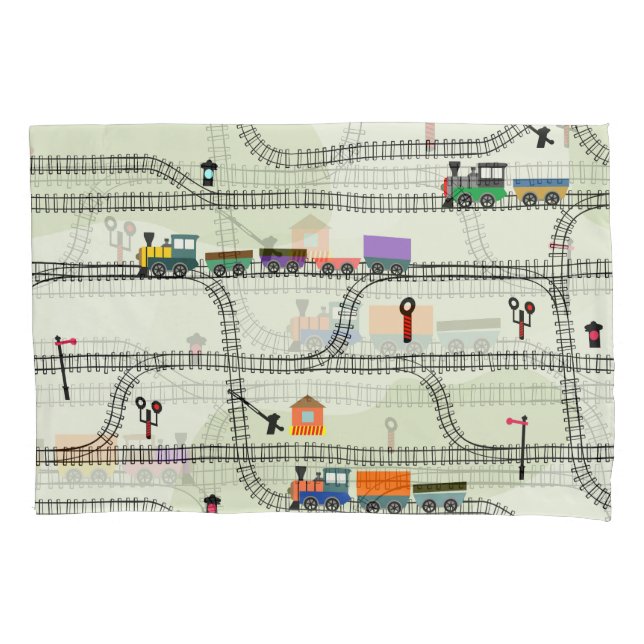 Kids Railway: Funny Seamless Pattern Pillow Case (Front)