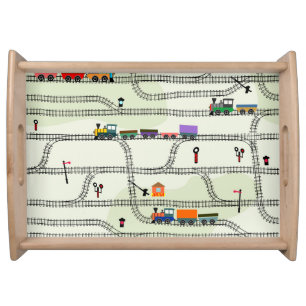 Kids Railway: Funny Seamless Pattern Serving Tray