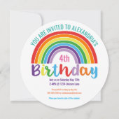 Kids Rainbow Birthday Party Colorful Pretty Girls Invitation (Front)