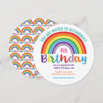 Kids Rainbow Birthday Party Colorful Pretty Girls Invitation