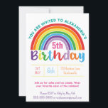 Kids Rainbow Birthday Party Colorful Pretty Girls Invitation<br><div class="desc">Kids Rainbow Birthday Party Colorful Pretty Girls Invitation. You are invited to a colorful birthday party! Personalize this rainbow invitation with name, age and party details. It is perfect for a rainbow-themed birthday for a little girl. The back of the invitation features a beautiful pattern of birthday rainbows. Red, orange,...</div>