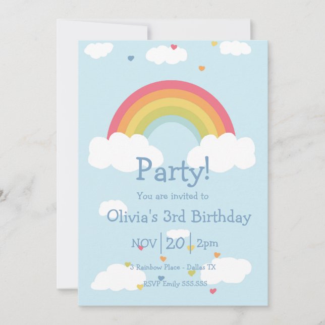 Kids Rainbow Birthday Party Invitation (Front)