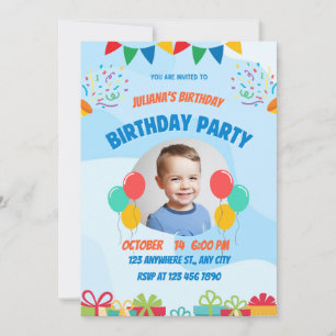 Kids Rainbow Birthday Party Invite