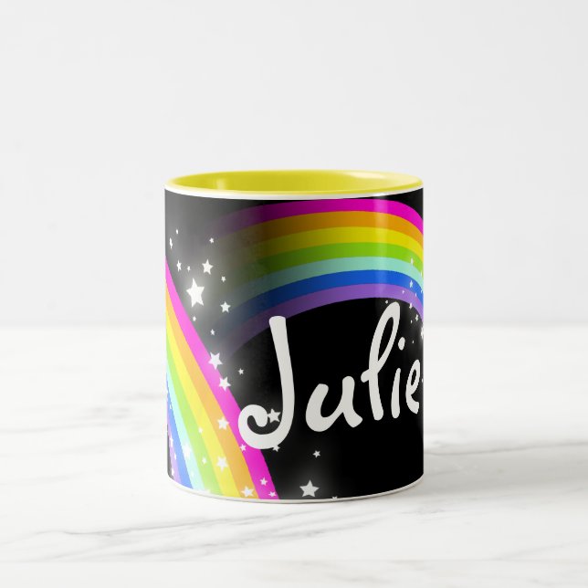 Kids rainbow black custom name mug (Center)
