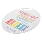 Kids Rainbow Bunnies Food Allergy Alert Cute Bunny Dinner Plate (Left Side)