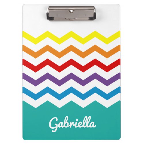 Kids Rainbow Chevron Colorful Pretty Personalized Clipboard