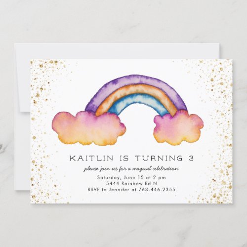 Kids Rainbow Cloud Birthday Party Invitation