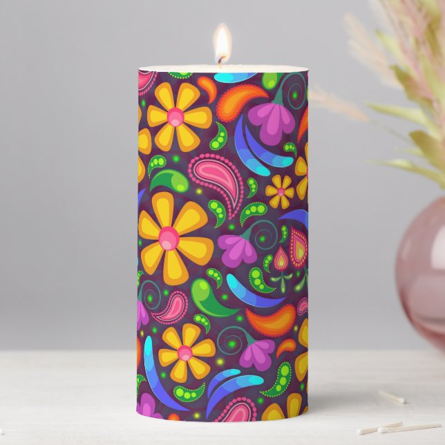 Kids rainbow color abstract four pillar candle (In Situ)