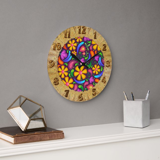 Kids rainbow color abstract large clock (Office)