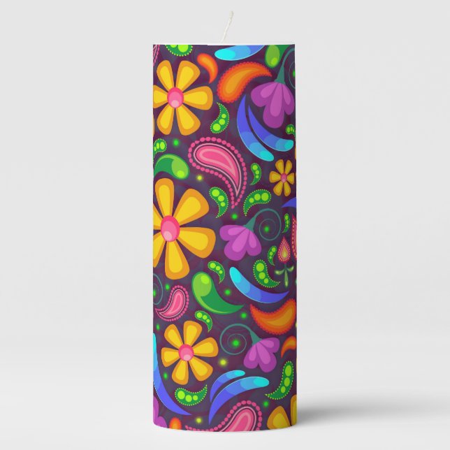 Kids rainbow color abstract three pillar candle (Front)
