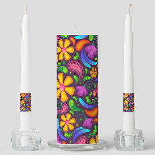 Kids rainbow color abstract two unity candle set