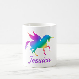 Kids Rainbow Gradient Unicorn Silhouette Coffee Mug