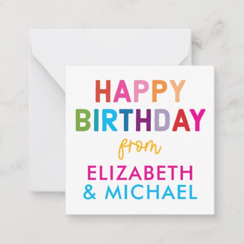 Kids Rainbow HAPPY BIRTHDAY Gift Enclosure Note Card