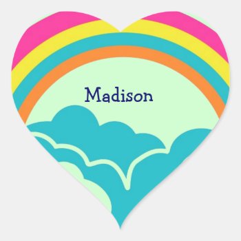 Kids Rainbow Heart Name Stickers by QuoteLife at Zazzle
