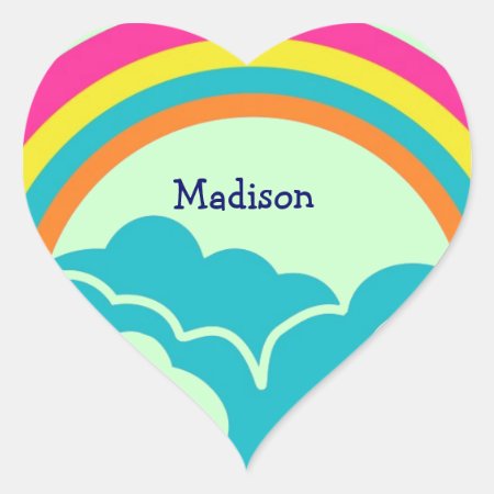 Kids Rainbow Heart Name Stickers
