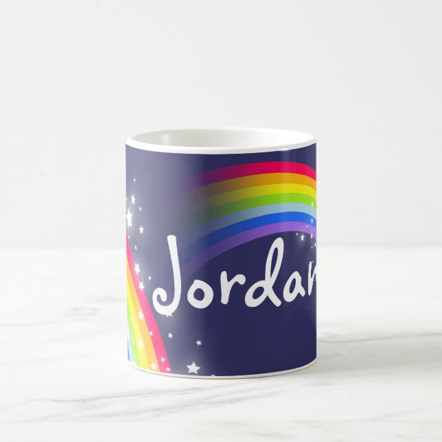 Kids rainbow navy add your name mug (Center)