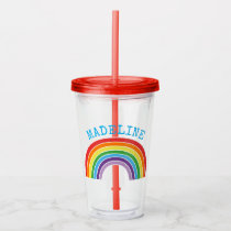 Kids Rainbow Personalized Girls Pretty Acrylic Tumbler