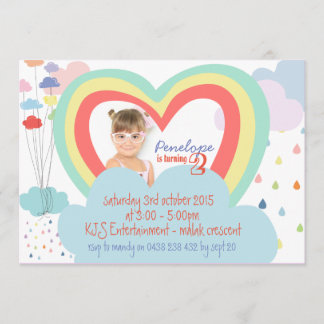 Kids Rainbow Theme Birthday Invitation