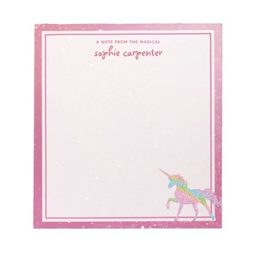 Kids Rainbow Unicorn Notepad