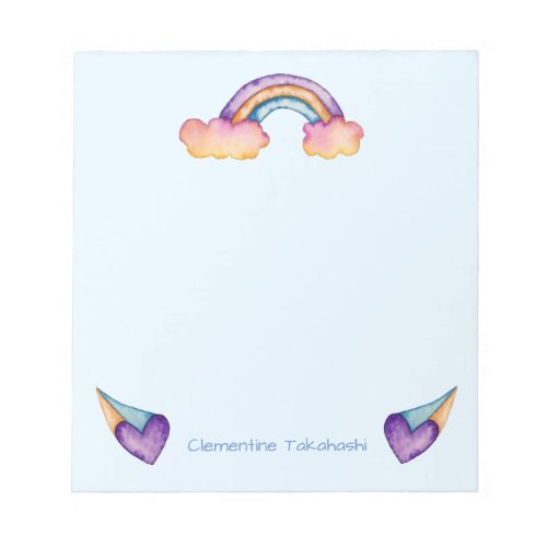 Kids Rainbow Watercolor  Add Name Notepad