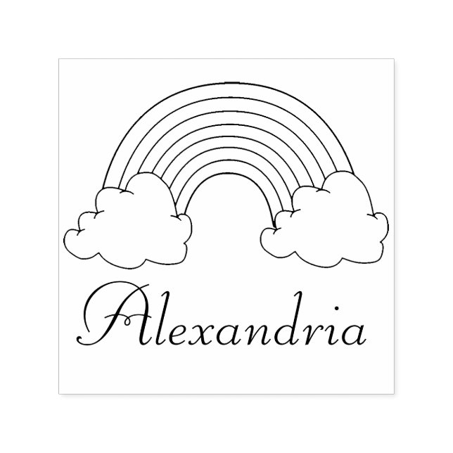 Kids Rainbow with Clouds Personalized Pretty Self-inking Stamp (Design)
