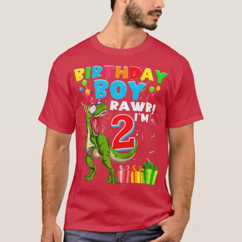Kids Rawr Im 2 2nd Birthday Boy  Rex Dinosaur 2 Ye T_Shirt