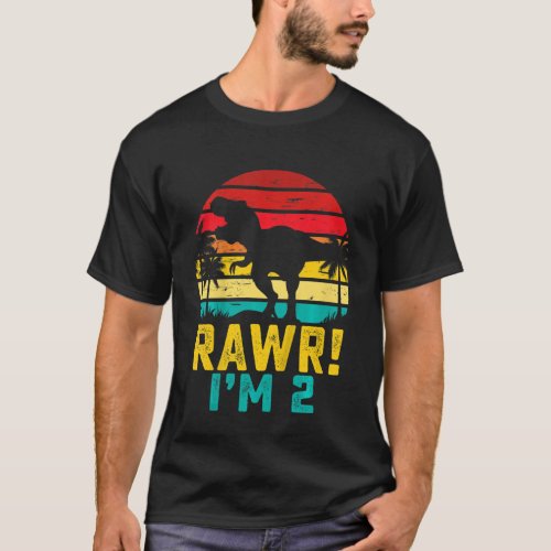 Kids  Rawr Im 2 Dinosaur 2 Years Old Boy 2nd Birt T_Shirt