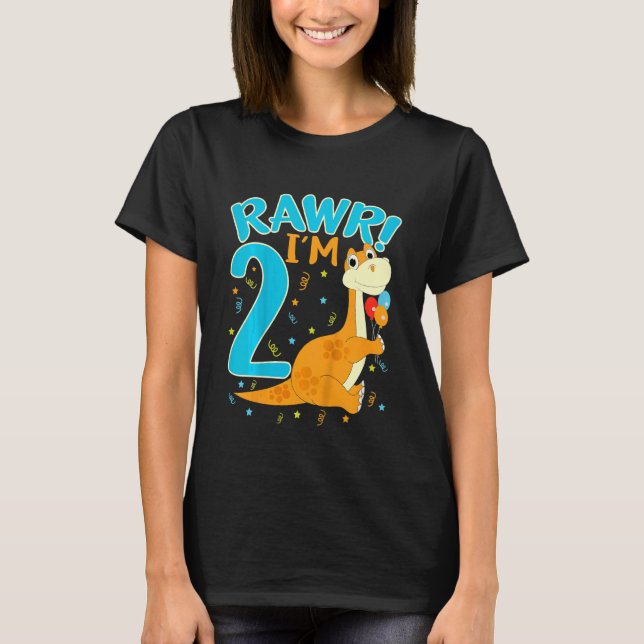 Kids Rawr I'm 2 Dinosaur Trex 2nd Birthday Child G T-Shirt (Front)