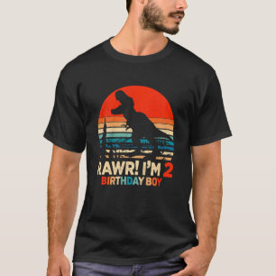Kids Rawr I'm 2 Rex 2 Year Old 2nd Birthday Boy Di T-Shirt