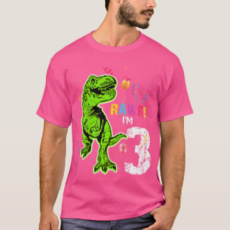 Kids Rawr I'M 3 3Rd Birthday Dinosaur 3 Year Old S T-Shirt