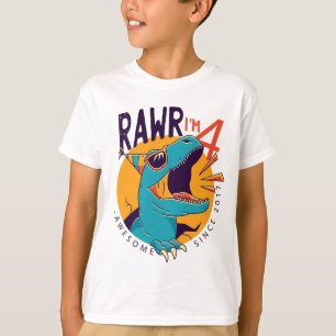 Kids Rawr I'm 4 4rd Birthday T Rex Dinosaur Gift T-Shirt